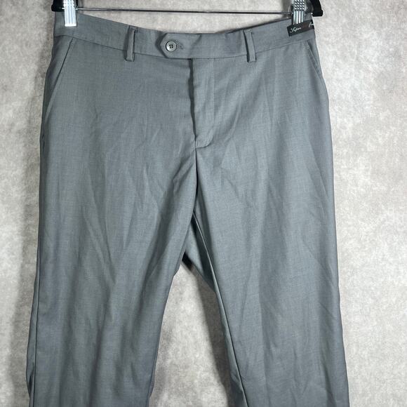 Inserch Super‎ 120s Fratelli Dress Pants Mens 34X32 Gray Flat Front Straight Leg - Picture 2 of 9